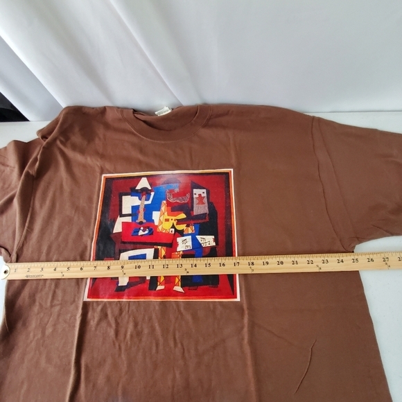 XXL Picasso Three Musicians Hanes Brown Graphic Short Sleeve Tee - Picture 7 of 11